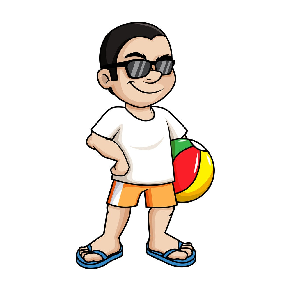 Man holding beach ball. PNG - JPG and vector EPS (infinitely scalable).