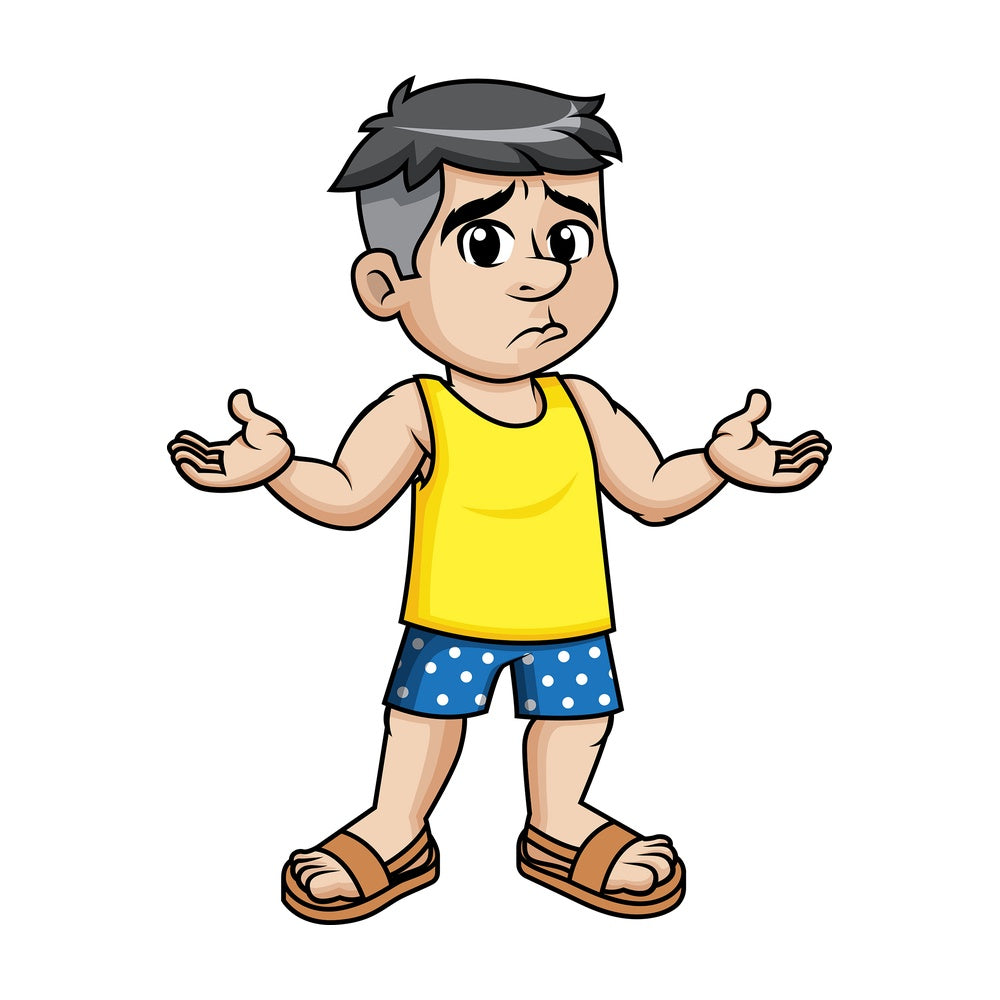 Gloomy guy in summer clothes. PNG - JPG and vector EPS (infinitely scalable).