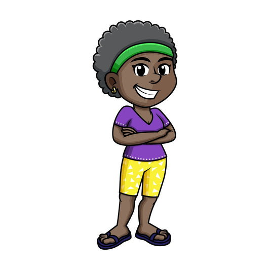 African-American girl dressed for summer. PNG - JPG and vector EPS (infinitely scalable).
