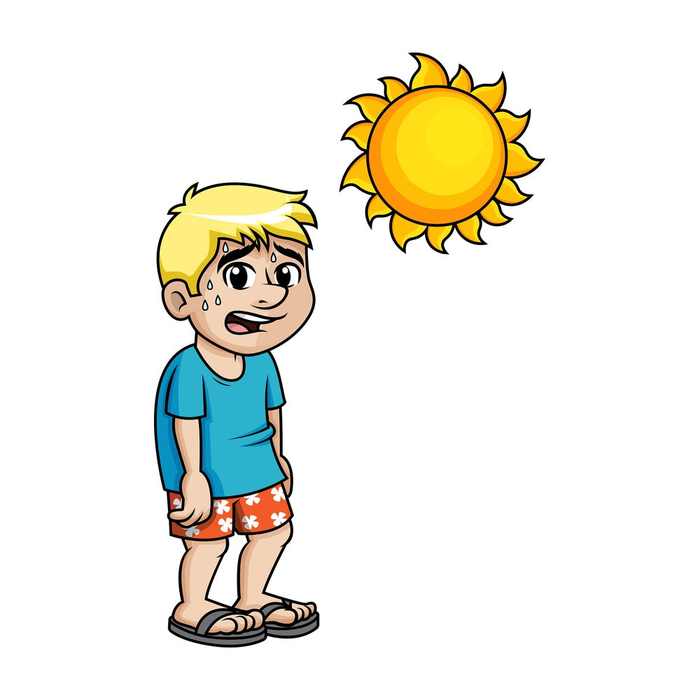Guy sweating under the boiling summer sun. PNG - JPG and vector EPS (infinitely scalable).