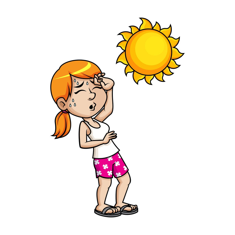 Girl about to faint from the heat. PNG - JPG and vector EPS (infinitely scalable).
