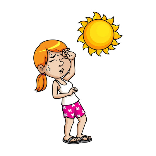 Girl about to faint from the heat. PNG - JPG and vector EPS (infinitely scalable).