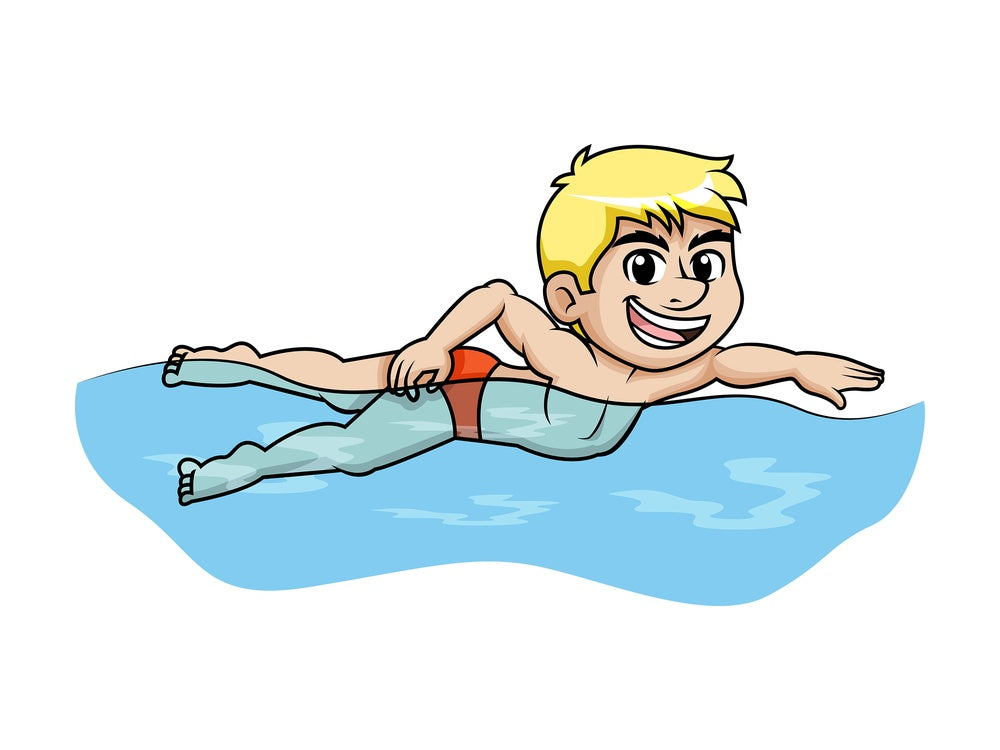 Young man swimming during summer vacation. PNG - JPG and vector EPS file formats.