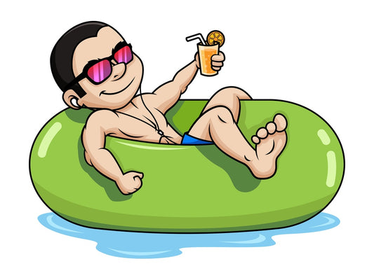 Guy relaxes in swimming pool. PNG - JPG and vector EPS file formats.
