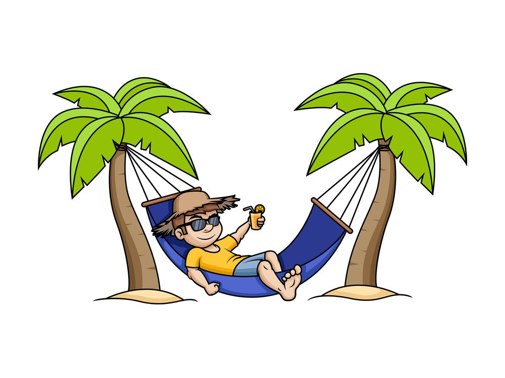 Man sitting in a hammock during summer. PNG - JPG and vector EPS file formats.