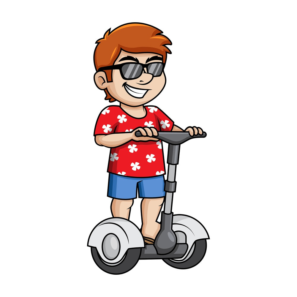 Man riding segway during summer vacation. PNG - JPG and vector EPS file formats.