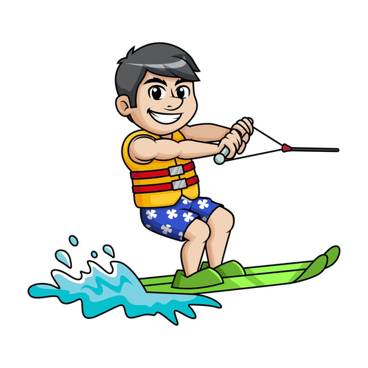 Water skier on summer vacation. PNG - JPG and vector EPS file formats.