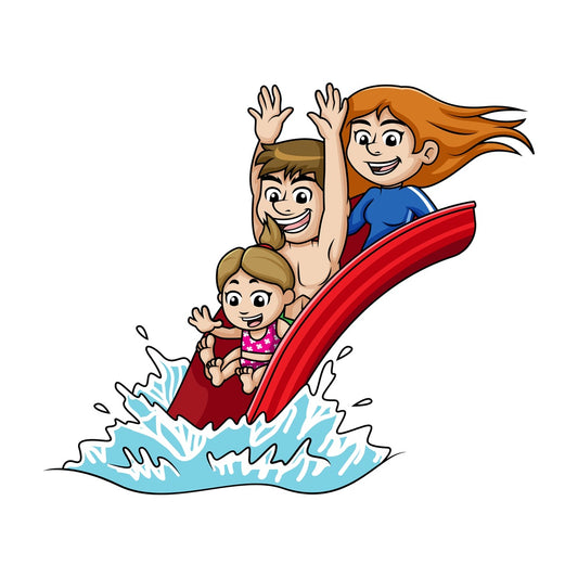 Parents and child having fun on a water slide. PNG - JPG and vector EPS file formats.