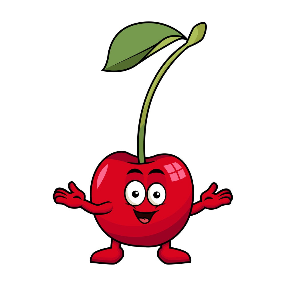 Happy cherry character. PNG - JPG and vector EPS (infinitely scalable). Image isolated on transparent background.