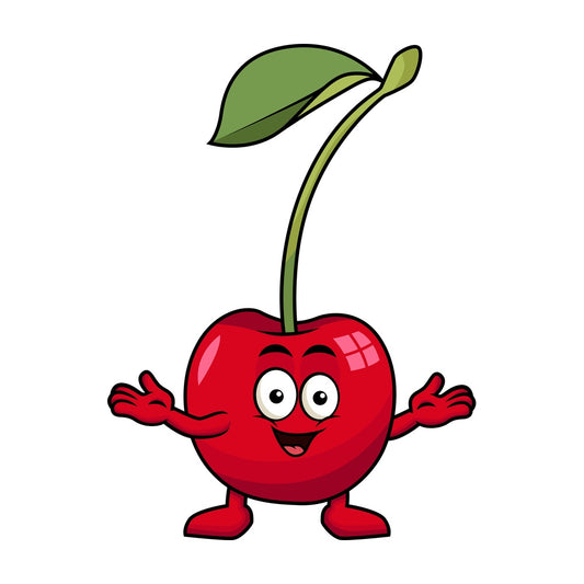 Happy cherry character. PNG - JPG and vector EPS (infinitely scalable). Image isolated on transparent background.