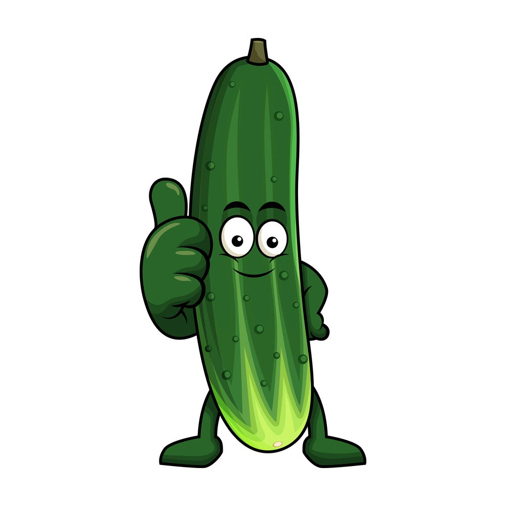 Cucumber cartoon character thumbs up. PNG - JPG and vector EPS (infinitely scalable). Image isolated on transparent background.