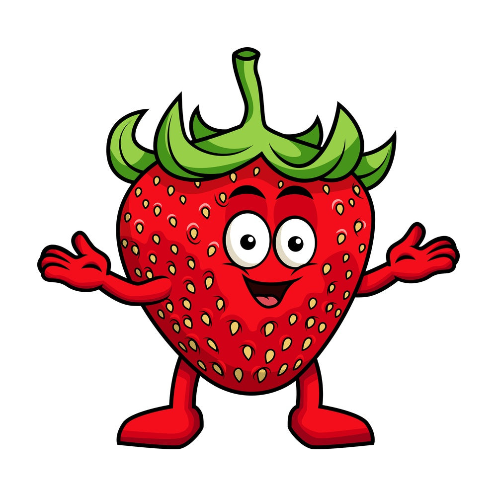 Happy strawberry character. PNG - JPG and vector EPS (infinitely scalable). Image isolated on transparent background.