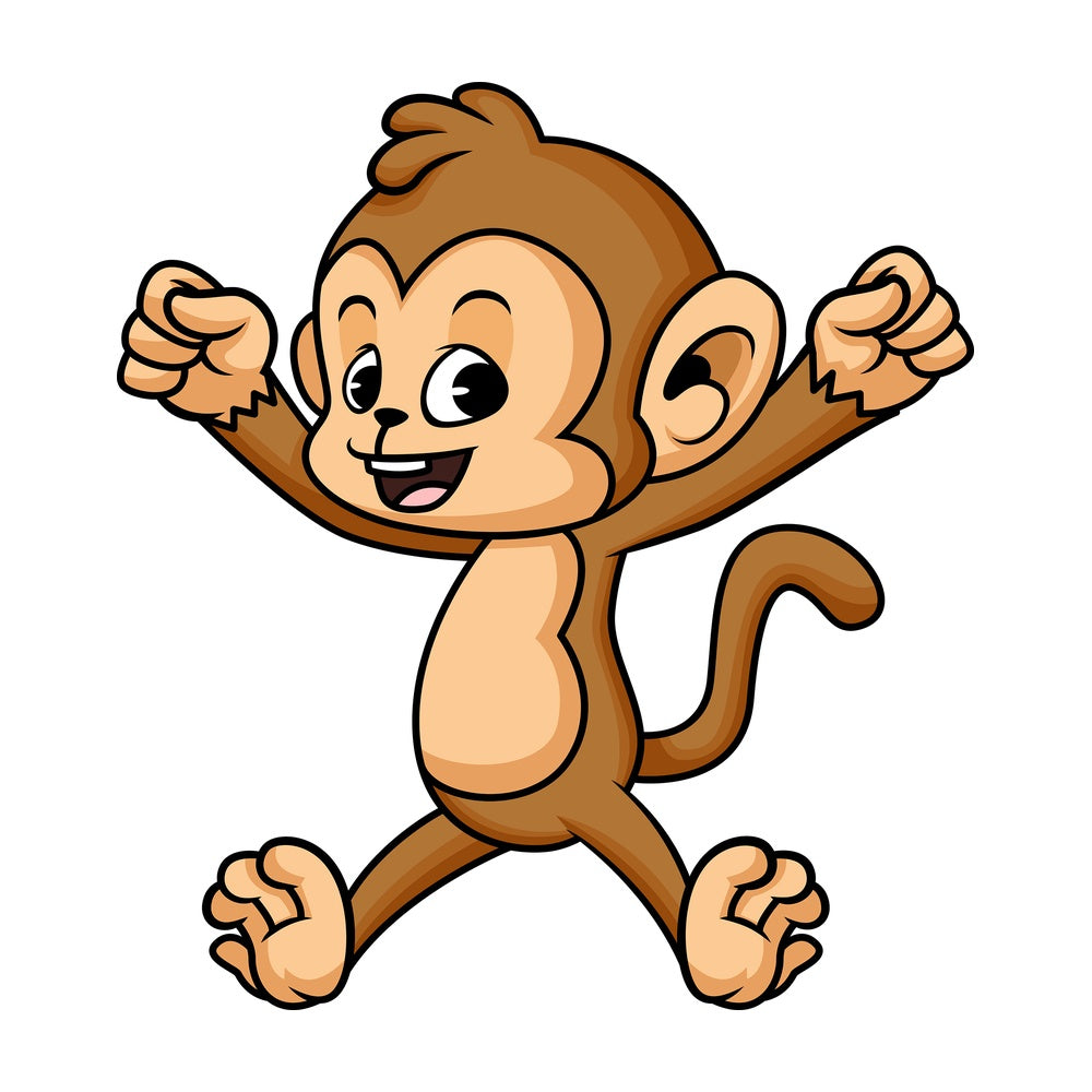 Cheerful monkey jumping for joy. PNG - JPG and vector EPS (infinitely scalable).