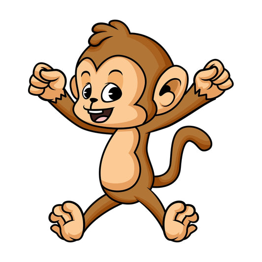 Cheerful monkey jumping for joy. PNG - JPG and vector EPS (infinitely scalable).