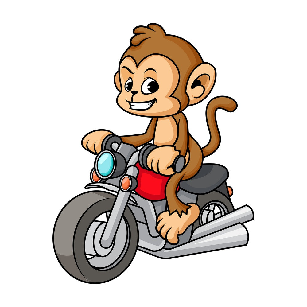 Monkey cartoon riding chopper. PNG - JPG and vector EPS (infinitely scalable).