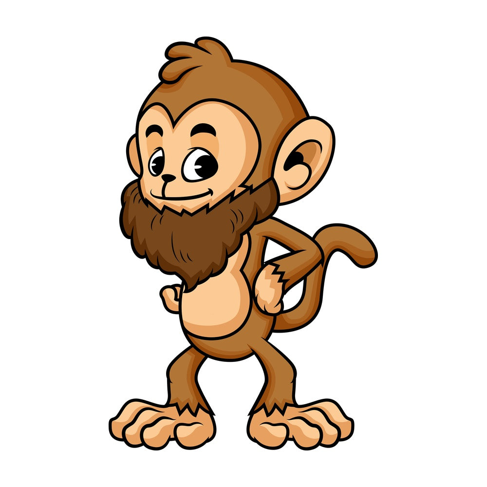 Hipster monkey cartoon with beard. PNG - JPG and vector EPS (infinitely scalable)