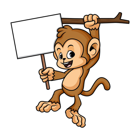 Monkey cartoon with empty billboard sign. PNG - JPG and vector EPS (infinitely scalable).