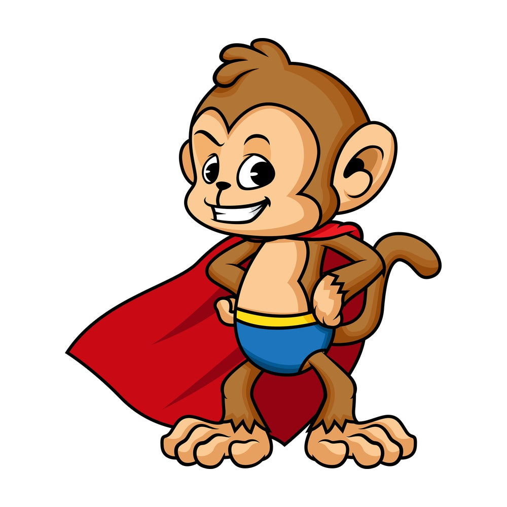 Superhero monkey cartoon. PNG - JPG and vector EPS (infinitely scalable).