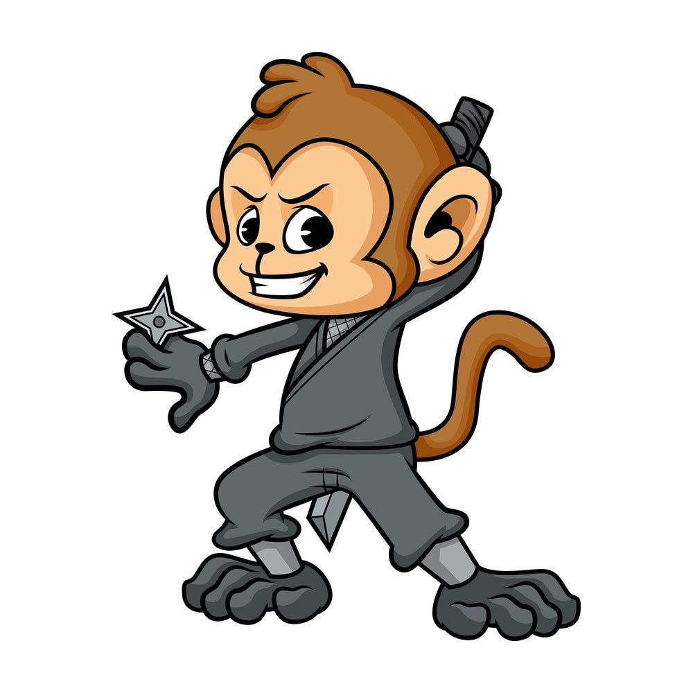 Ninja monkey cartoon. PNG - JPG and vector EPS (infinitely scalable).