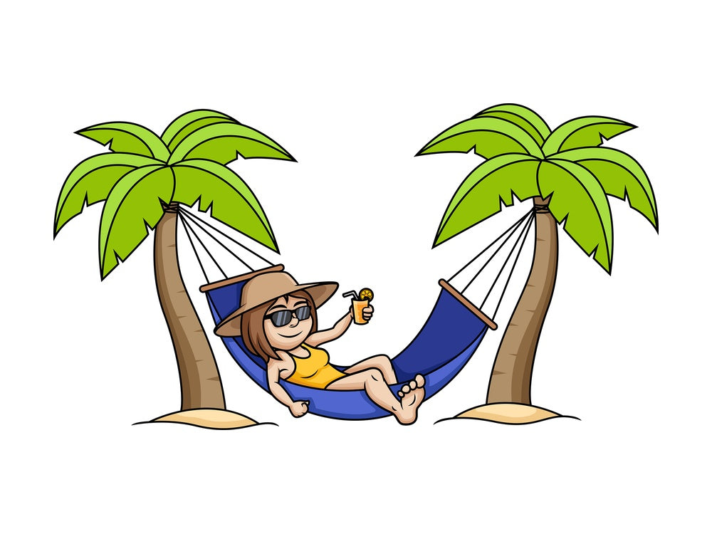 Girl sitting in a hammock during summer. PNG - JPG and vector EPS file formats.