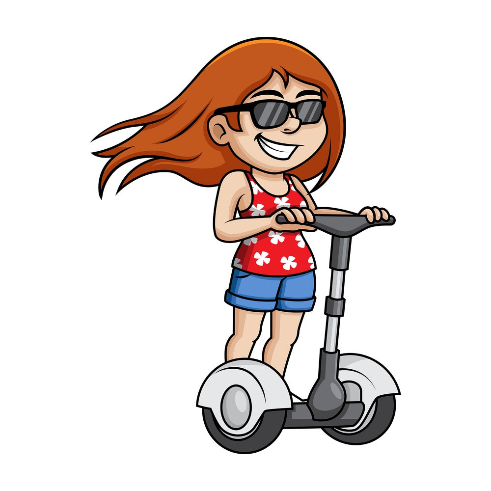 Girl riding segway during summer vacation. PNG - JPG and vector EPS file formats.