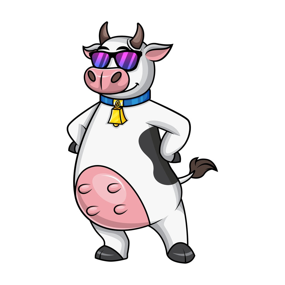 Cool cow mascot wearing sunglasses. PNG - JPG and vector EPS file formats.