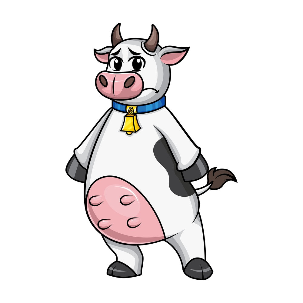 Sad cow mascot. PNG - JPG and vector EPS file formats.