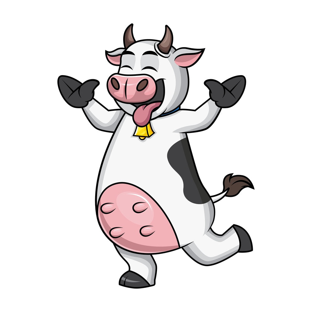 Funny cow mascot being silly. PNG - JPG and vector EPS file formats.
