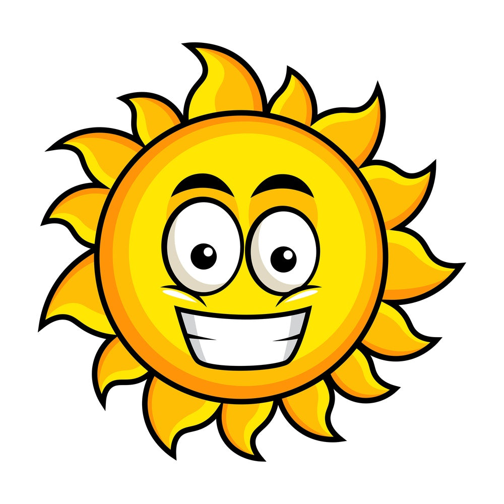 Grinning sun emoticon. PNG - JPG and vector EPS file formats (infinitely scalable). Image isolated on transparent background.