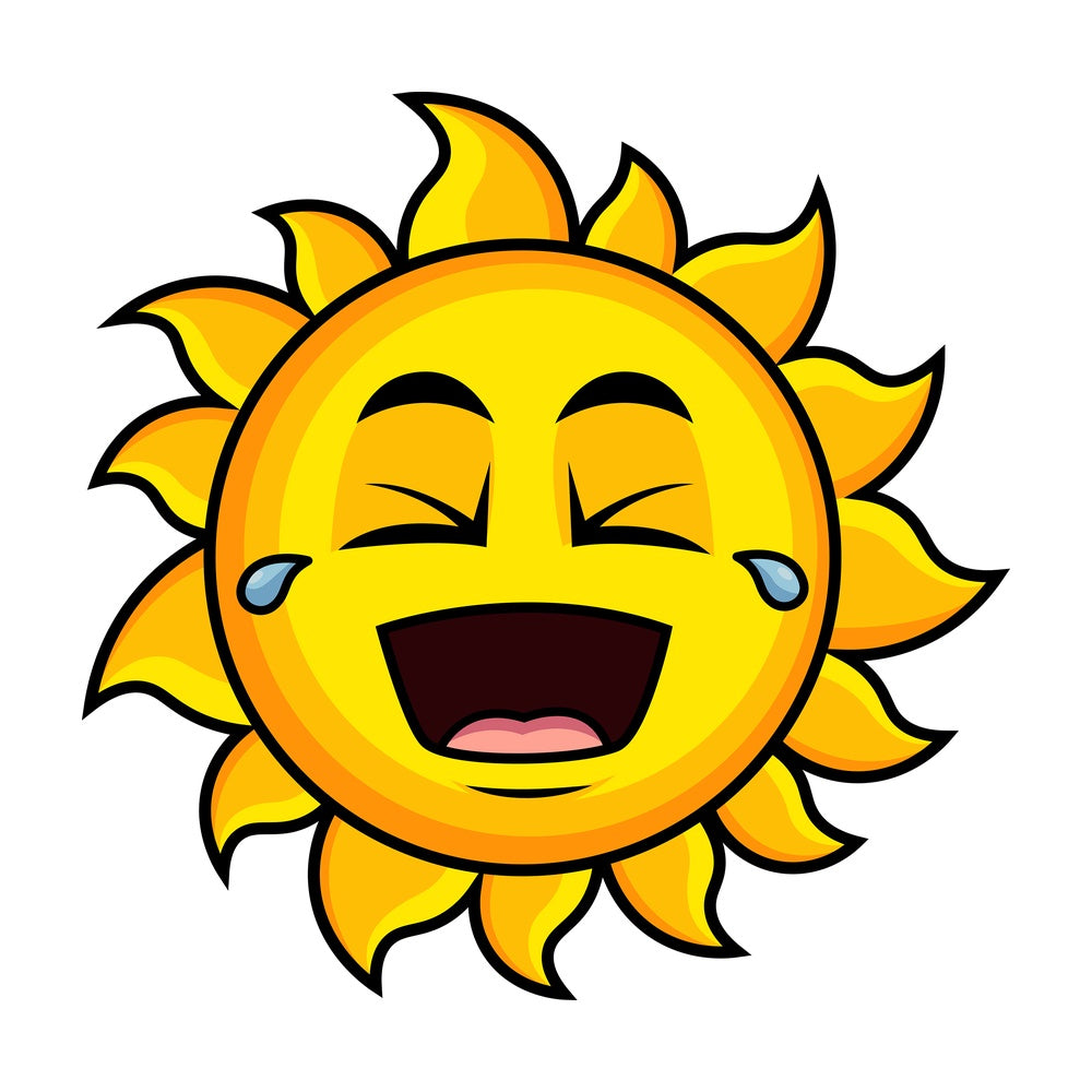Laughing lol sun emoticon. PNG - JPG and vector EPS file formats (infinitely scalable). Image isolated on transparent background.