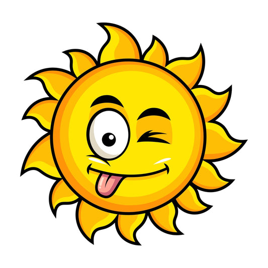 Winking tongue out sun emoticon. PNG - JPG and vector EPS file formats (infinitely scalable). Image isolated on transparent background.
