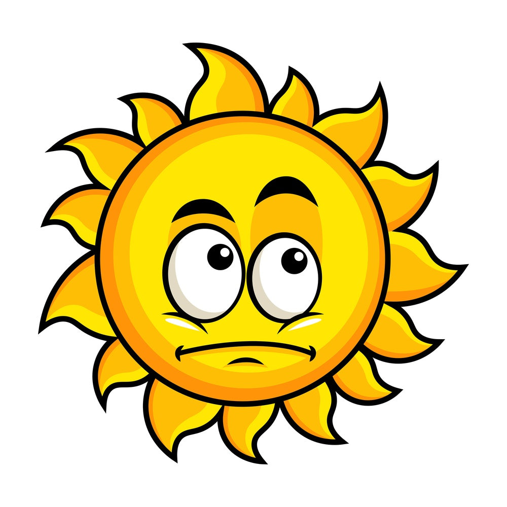 Wondering sun emoticon. PNG - JPG and vector EPS file formats (infinitely scalable). Image isolated on transparent background.