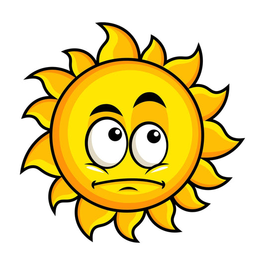 Wondering sun emoticon. PNG - JPG and vector EPS file formats (infinitely scalable). Image isolated on transparent background.