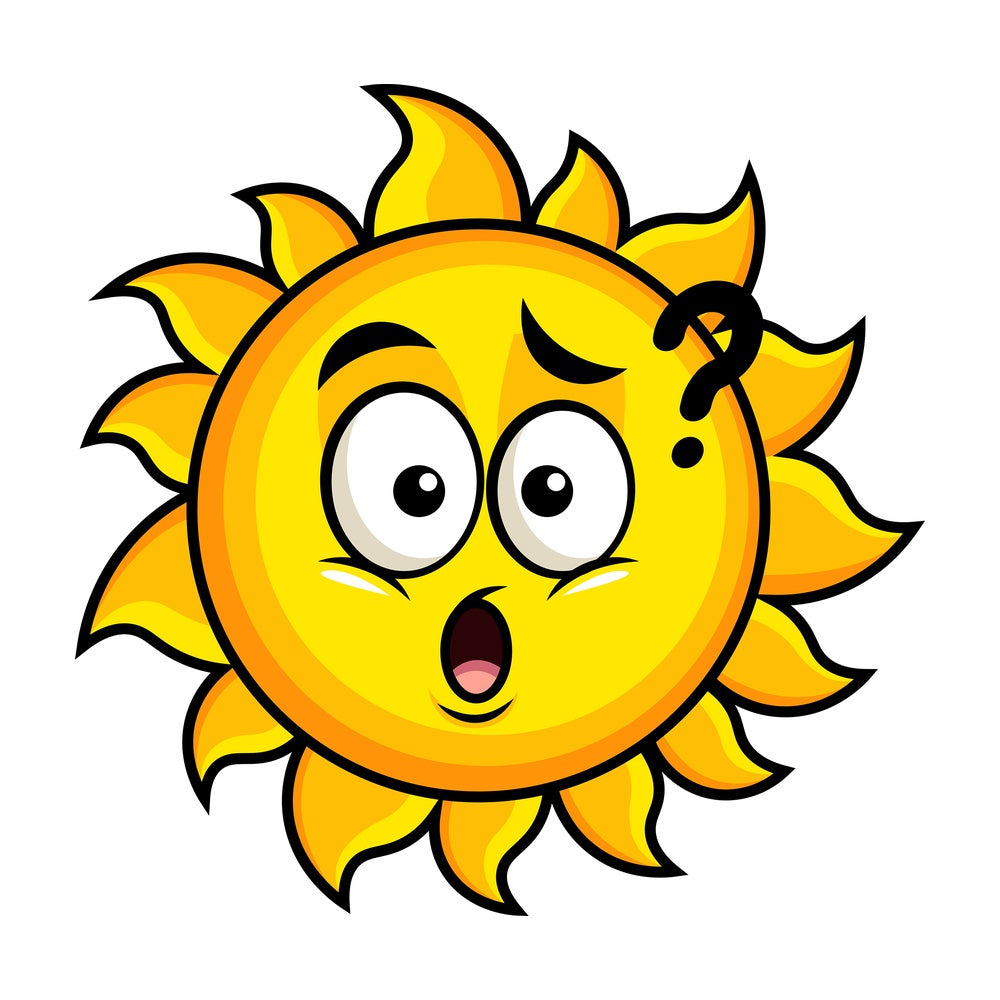 Confused sun emoticon. PNG - JPG and vector EPS file formats (infinitely scalable). Image isolated on transparent background.