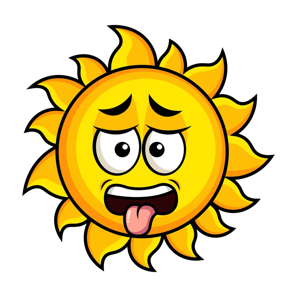 Disgusted sun emoticon. PNG - JPG and vector EPS file formats (infinitely scalable). Image isolated on transparent background.