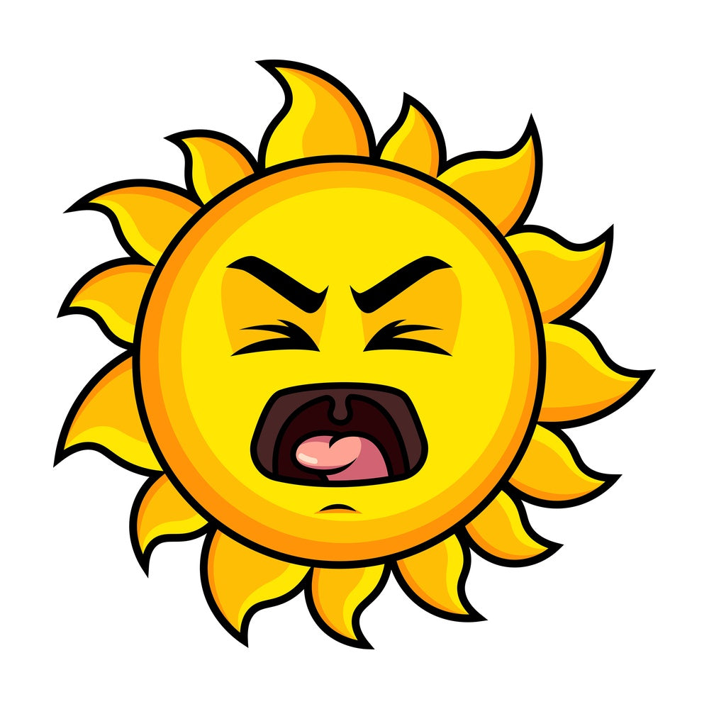 Yelling sun emoticon. PNG - JPG and vector EPS file formats (infinitely scalable). Image isolated on transparent background.