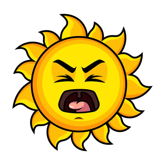 Yelling sun emoticon. PNG - JPG and vector EPS file formats (infinitely scalable). Image isolated on transparent background.
