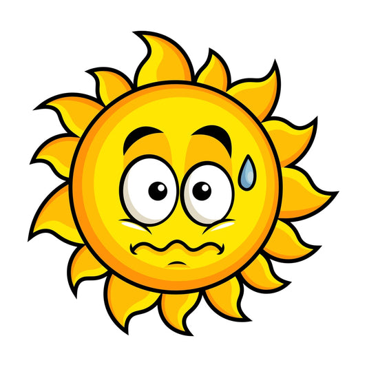 Nervous sun emoticon. PNG - JPG and vector EPS file formats (infinitely scalable). Image isolated on transparent background.