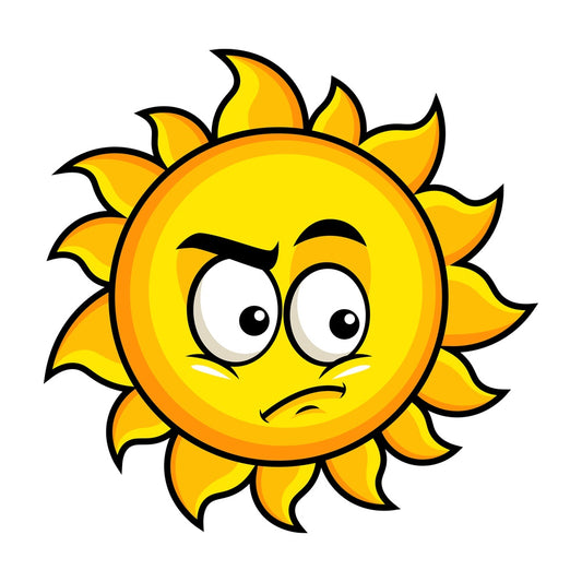 Irritated sun emoticon. PNG - JPG and vector EPS file formats (infinitely scalable). Image isolated on transparent background.