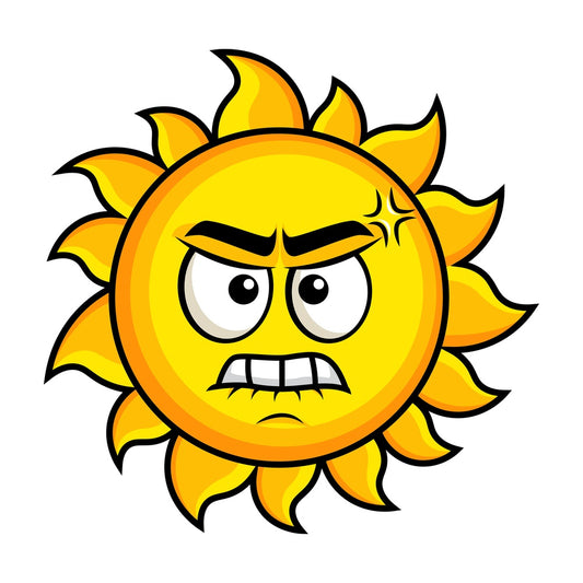 Angry sun emoticon. PNG - JPG and vector EPS file formats (infinitely scalable). Image isolated on transparent background.