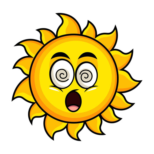 Stunned sun emoticon. PNG - JPG and vector EPS file formats (infinitely scalable). Image isolated on transparent background.