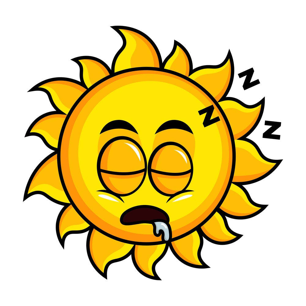 Sleeping sun emoticon. PNG - JPG and vector EPS file formats (infinitely scalable). Image isolated on transparent background.