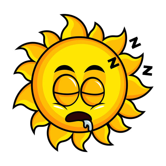 Sleeping sun emoticon. PNG - JPG and vector EPS file formats (infinitely scalable). Image isolated on transparent background.