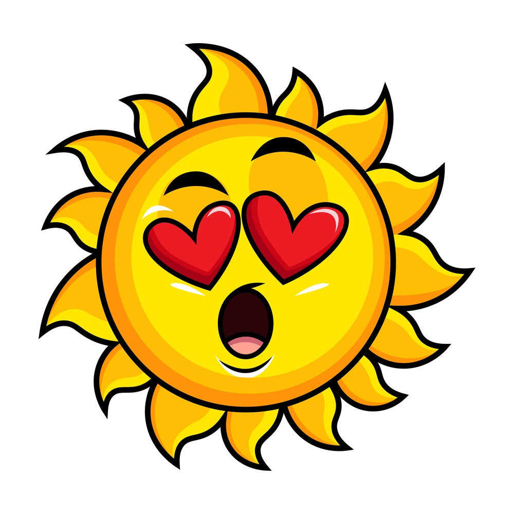 In love sun emoticon. PNG - JPG and vector EPS file formats (infinitely scalable). Image isolated on transparent background.