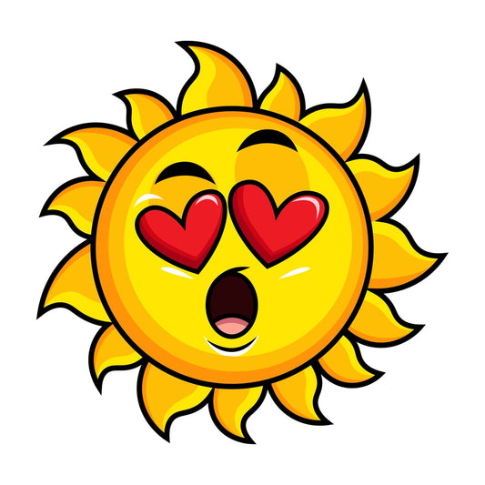 In love sun emoticon. PNG - JPG and vector EPS file formats (infinitely scalable). Image isolated on transparent background.