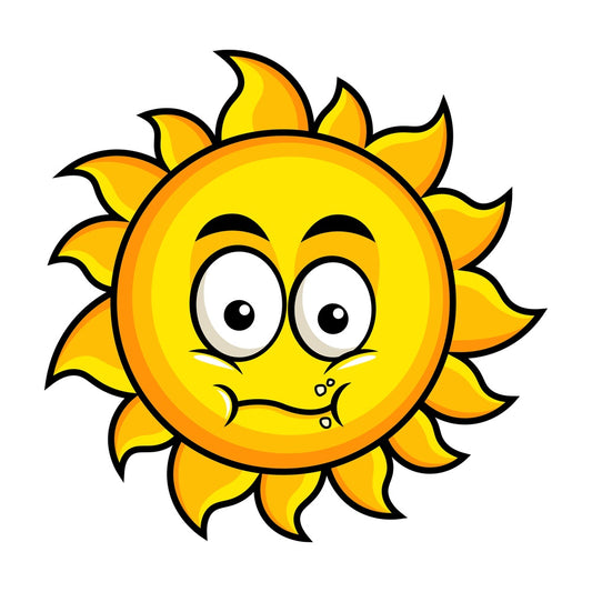 Chewing sun emoticon. PNG - JPG and vector EPS file formats (infinitely scalable). Image isolated on transparent background.