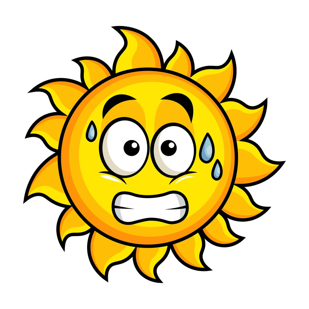 Sweating sun emoticon. PNG - JPG and vector EPS file formats (infinitely scalable). Image isolated on transparent background.