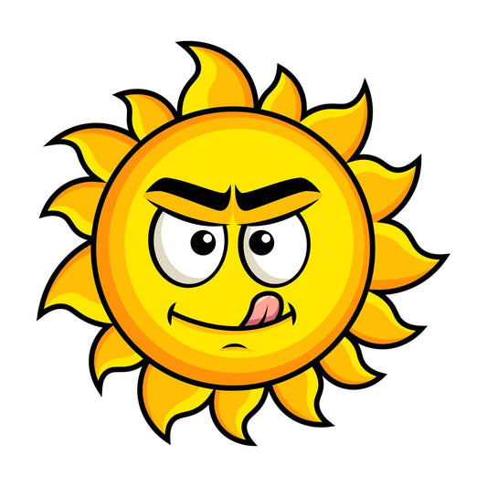 Evil look sun emoticon. PNG - JPG and vector EPS file formats (infinitely scalable). Image isolated on transparent background.