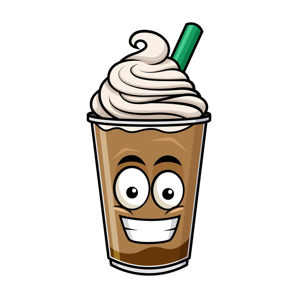 Grinning iced coffee emoticon. PNG - JPG and vector EPS file formats (infinitely scalable). Image isolated on transparent background.
