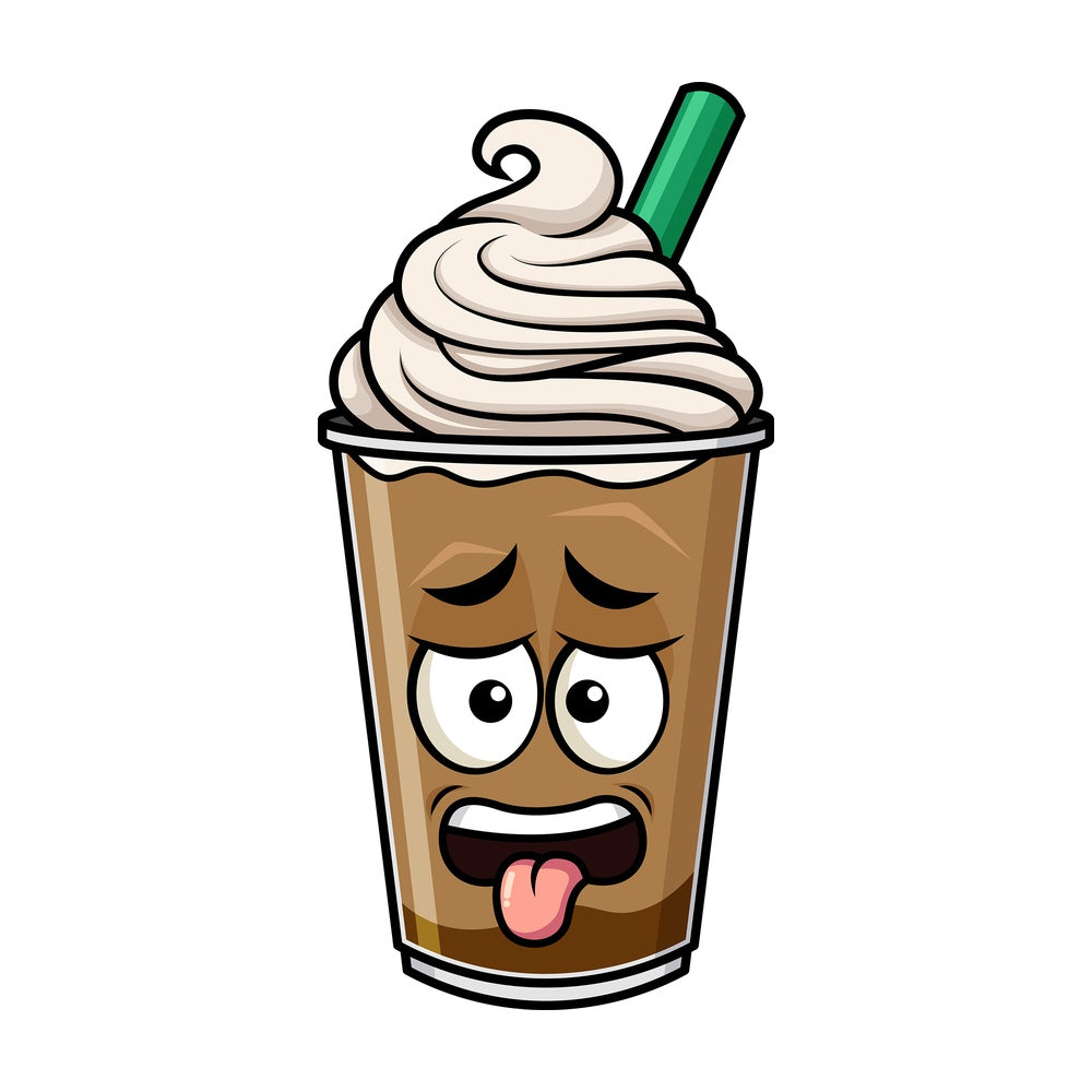 Disgusted iced coffee emoticon. PNG - JPG and vector EPS file formats (infinitely scalable). Image isolated on transparent background.